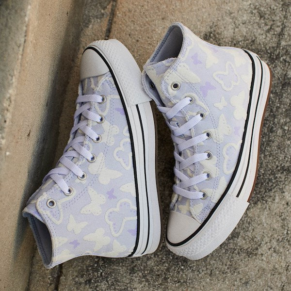 Converse Chuck Taylor All Star Lift High-Top Flocked Butterflies Sneakers - Big Kid - Blueberry Ice