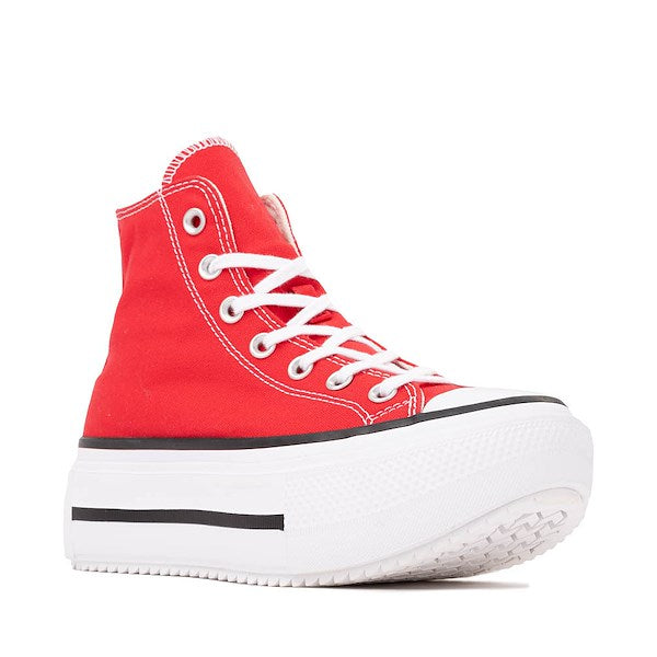 Converse Chuck Taylor All Star Lift Double Stack High-Top Sneakers - Red and White