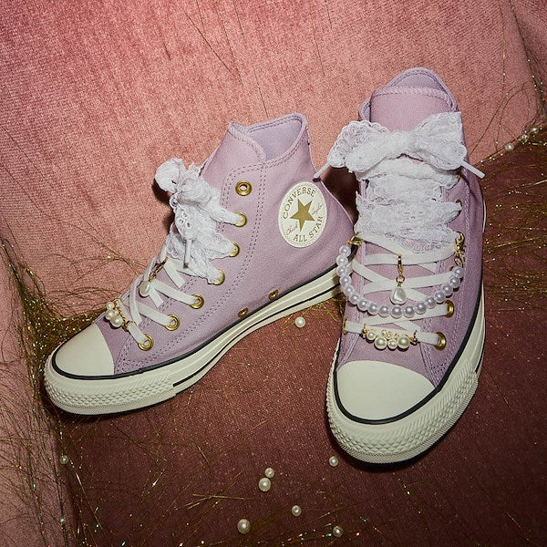 Women's Converse Chuck Taylor All Star High-Top Dressed Up Pearls & Lace Sneakers - Frozen Thistle