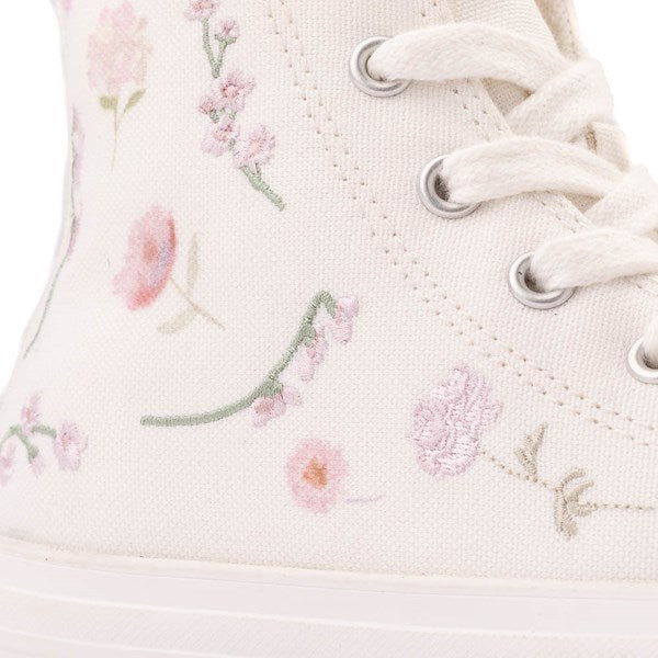 Converse Chuck Taylor All Star Lift Boho Floral High-Top Sneakers - Big Kid - Vintage White / Summit Pink