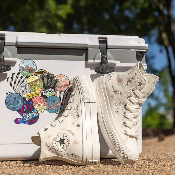 Women's Converse Chuck Taylor All Star Lift Boho Floral High-Top Sneakers - Vintage White / Summit Pink